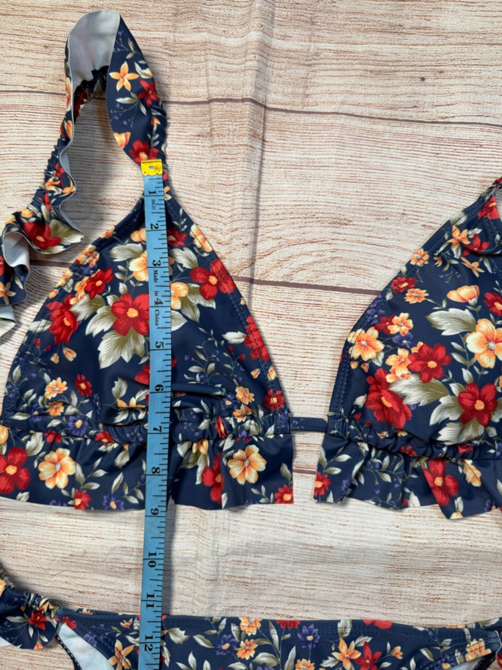 NWOT Navy‎ Micro Floral Ruffle Bikini Set - Picture 5 of 7